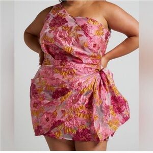 Showpo Brailey one shoulder wrap front thigh split midi dress NWT size 14